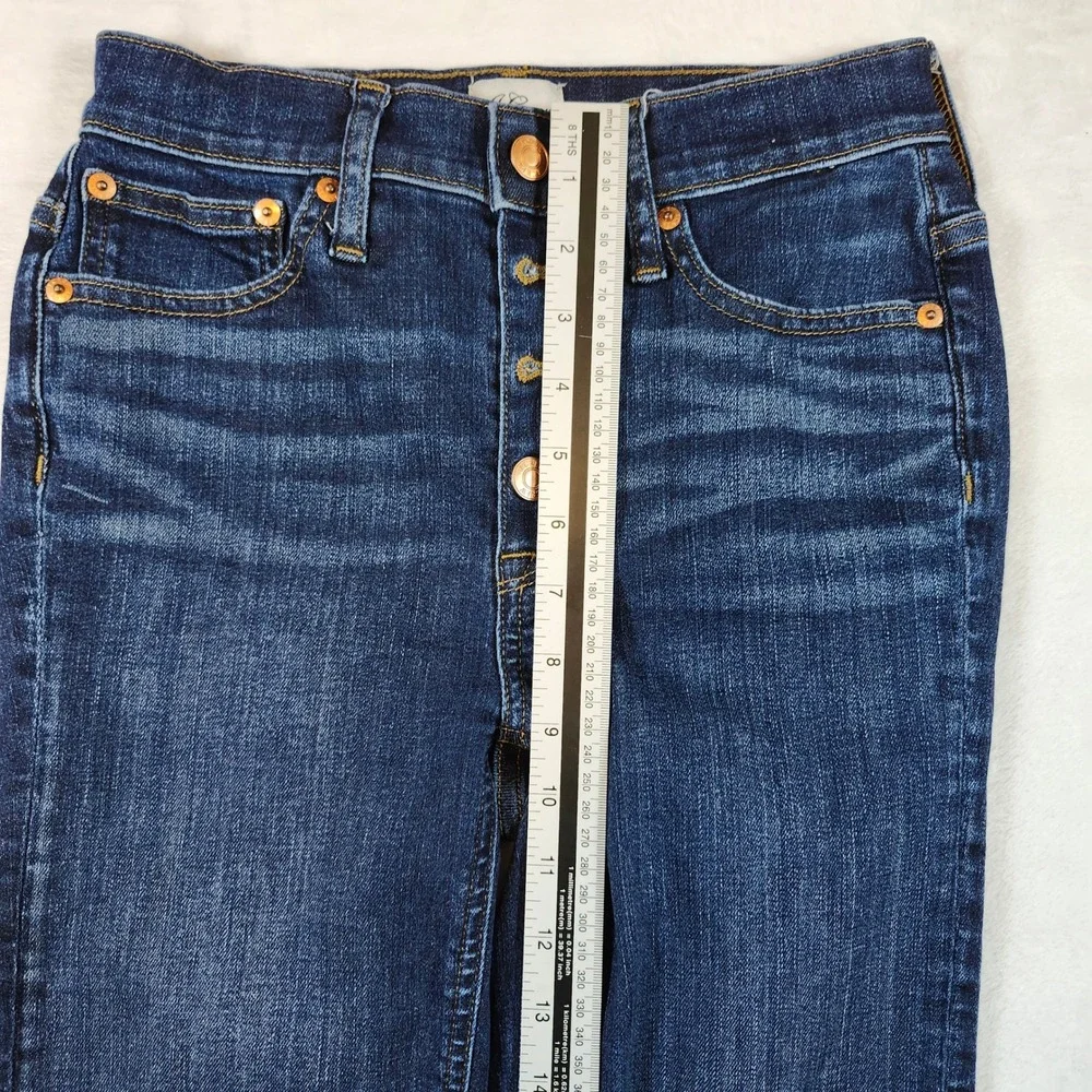 J.Crew Billie Demi Boot Crop Jeans Womens 24 Dark Wash Excellent Button‎ 9